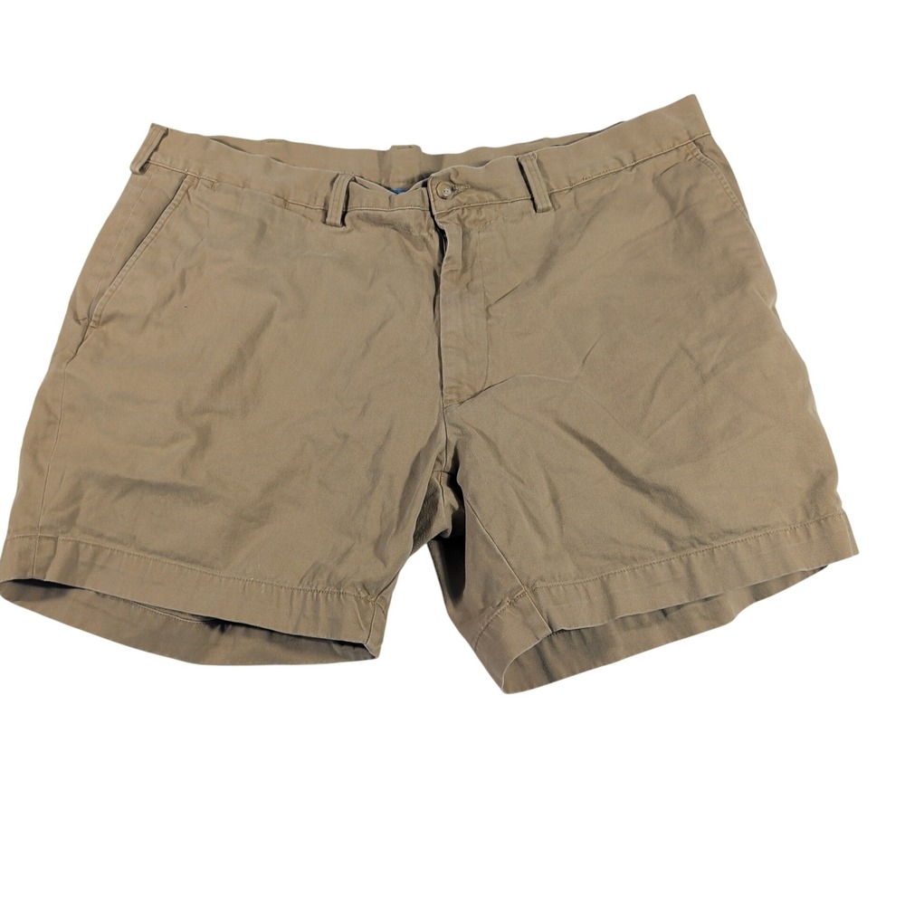 Polo Ralph Lauren Shorts Mens 40 Tan Khaki Chino Flat Front 100% Cotton Twill